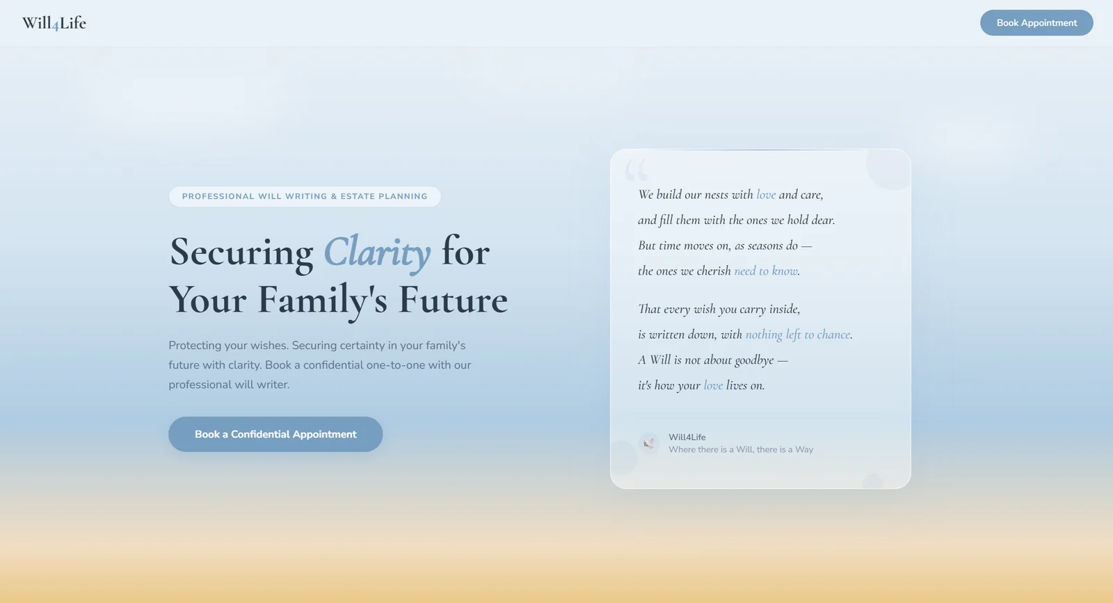 Screenshot of the will4life.co.uk homepage built by GitFoundry